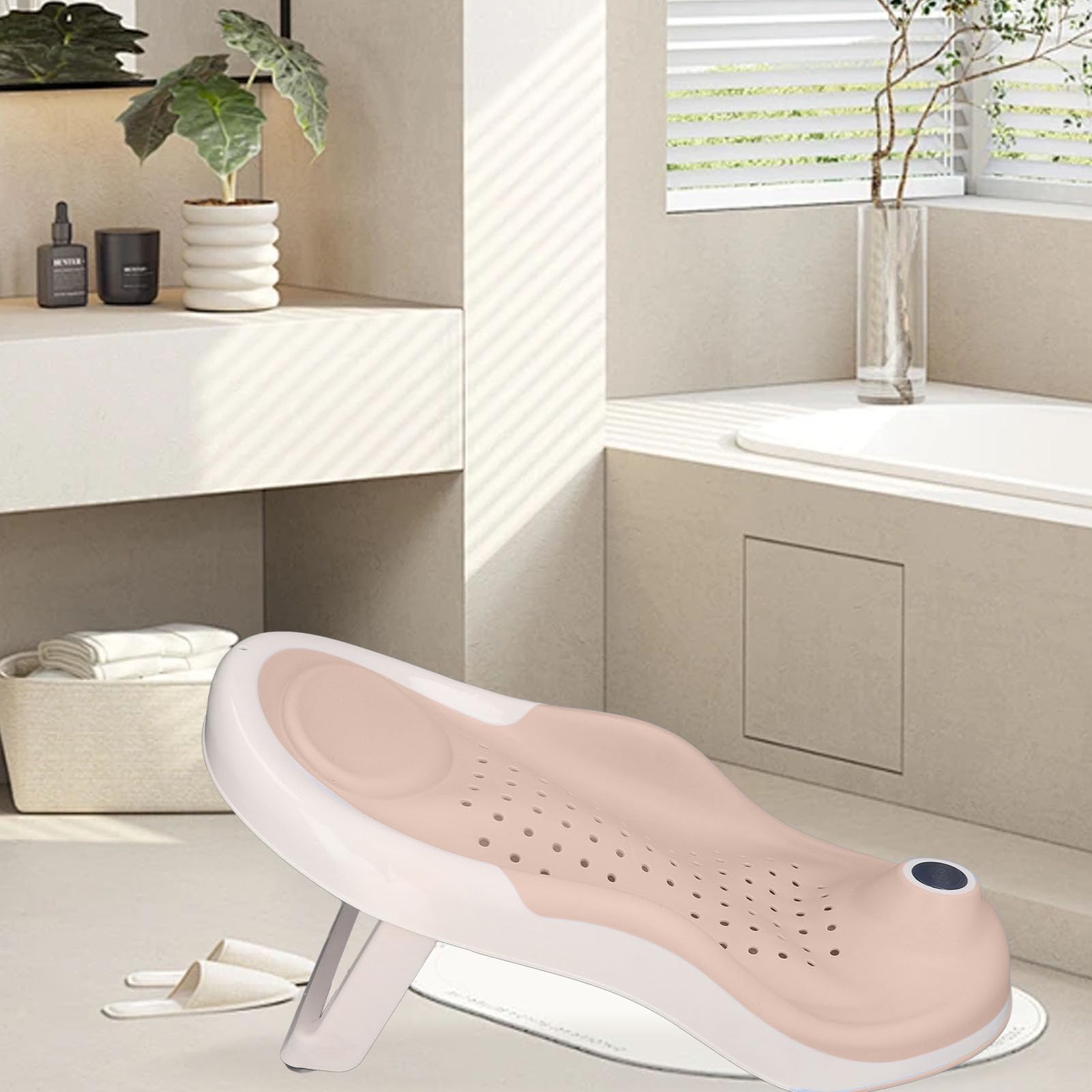 Supporto da Bagno Pieghevole con Termometro, Vasca Antiscivolo per Neonati, Vasca di Supporto da Bagno per Neonati con Costruzione Robusta e Durevole ()