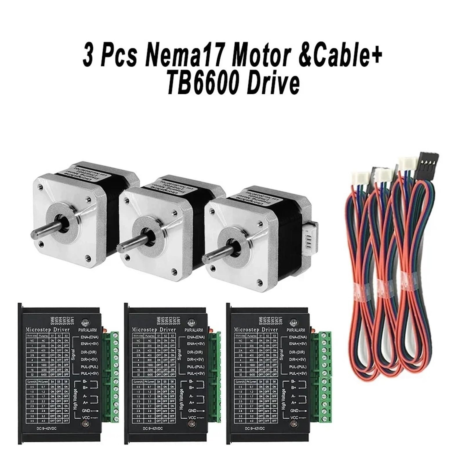 17 Kit de controlador de motor paso a paso 0,28-0,7 Nm Motor de circuito abierto de 4 conductores y 42 mm