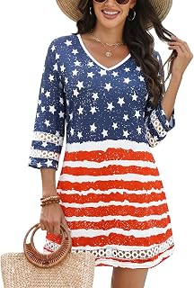 VIMPUNEC Swimsuit Coverup for Women Bathing Suit Cover Up Summer Casual Beach Dress Shirts