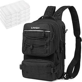 Lixada Fishing Tackle Bag Multifunctional Waterproof Fishing Storage Bag Fishing Shoulder Bag Fishing Gear Bag with 4 Trays Tackle Box