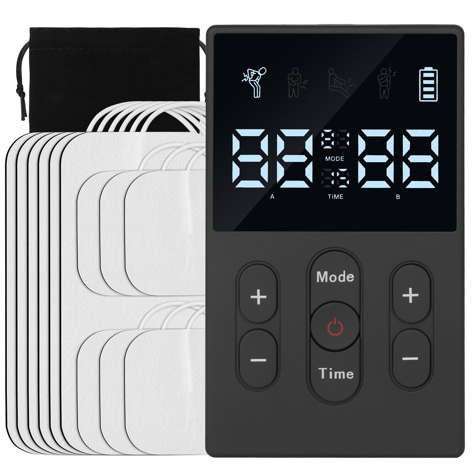 Aolso Électrostimulateur Musculaire, 3 EN 1 TENS Electrostimulateur Musculaire, Musculaire EMS - Rééducation, Massages, Soins de kinésithérapie - 12 programmes de Massage + 12 électrodes