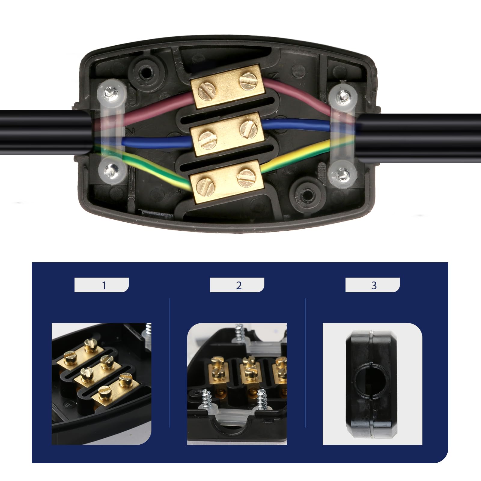 Cable Joiners 240v 2-Pack Grey Es - 3 Terminal, 13A 250V For Safe Wire ...