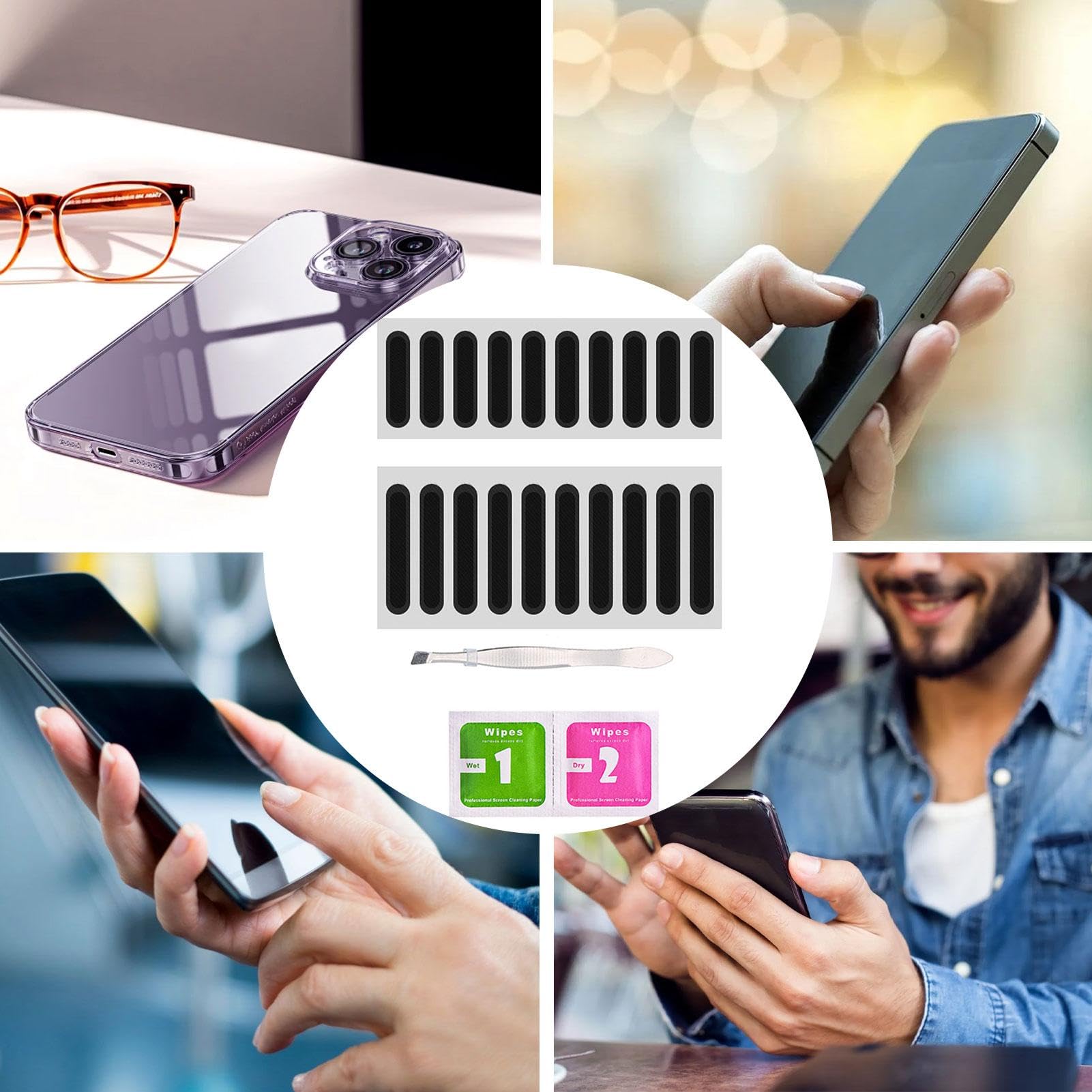 Kit Antipolvere Per Telefono 114 Pezzi - Adesivi Per Altoparlanti, Protezione Jack 3.5mm, Tappi Per Porte, Con Pinzette
