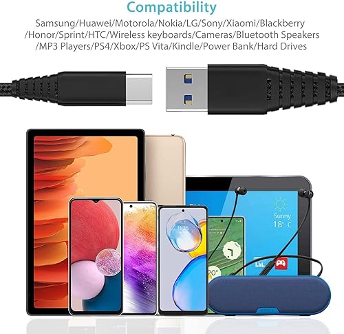 Miniatura 7 de Cable de carga USB tipo C de 3 pies, 6 pies, 10 pies, cable de carga para Moto G Power 2023 2022 2021G Stylus 5GG Play, Z4 Z3, Edge+, Motorola G7G7