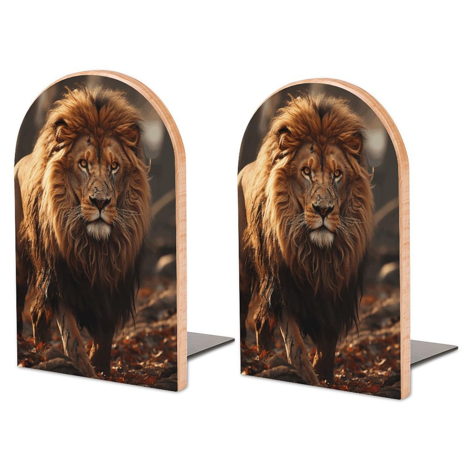 Grand serre-livres réglable lion en bois pour décorer votre salon