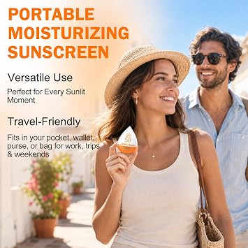 トラベルサイズ日焼け止め50枚パック Spf 50+ ミニサンスクリーン バルク 顔&ボディ用 小さな個別の日焼け止めパケット 軽量 油がたつかない サマービーチパーティーの必需品 女性用 アウトドア アクティビティ