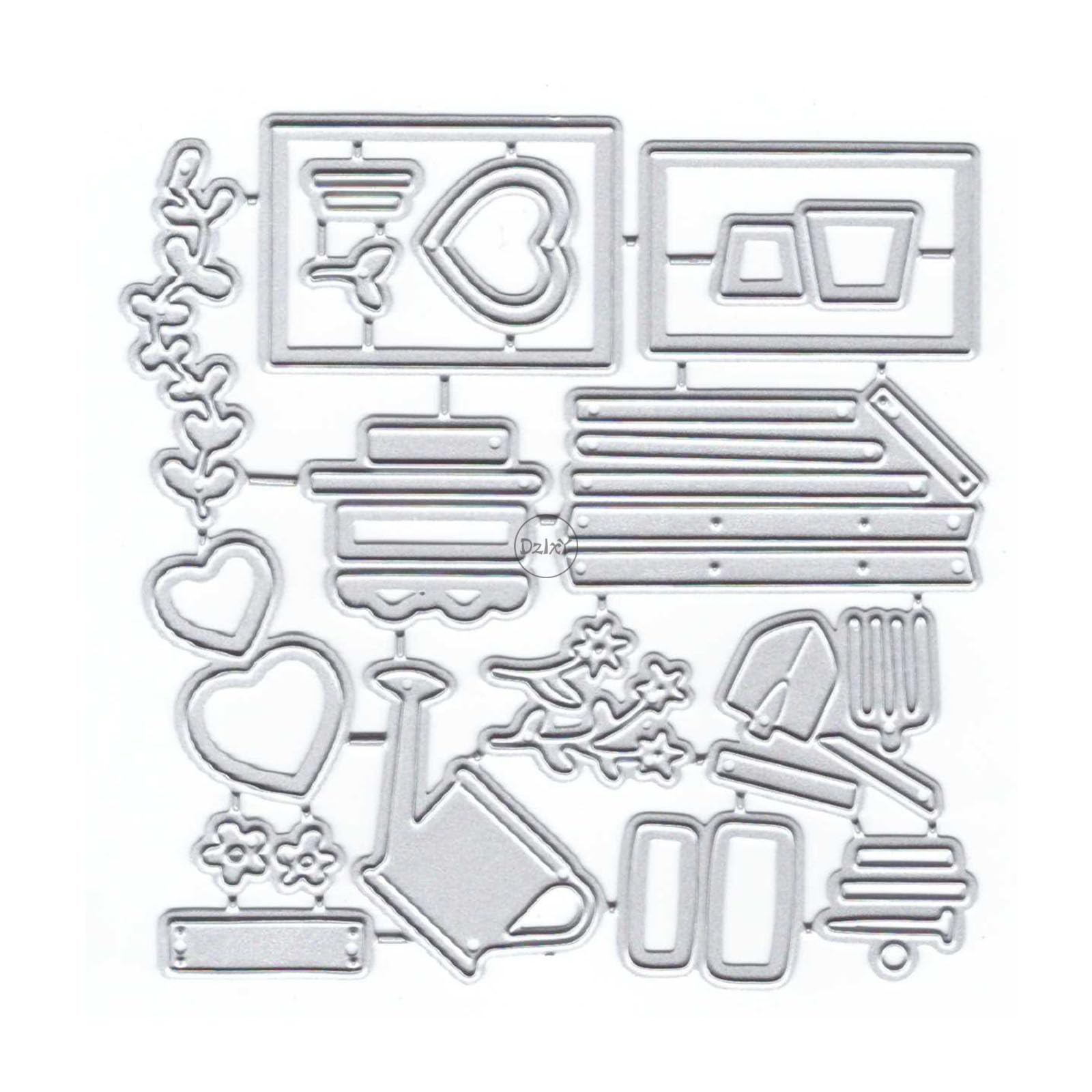 DzIxY Houses Flowers Watering Can Metal Cutting Dies for Card Making Kit Embossing Paper Die Cuts Scrapbook Machine Stencils Storage Pockets Supplies — image 1