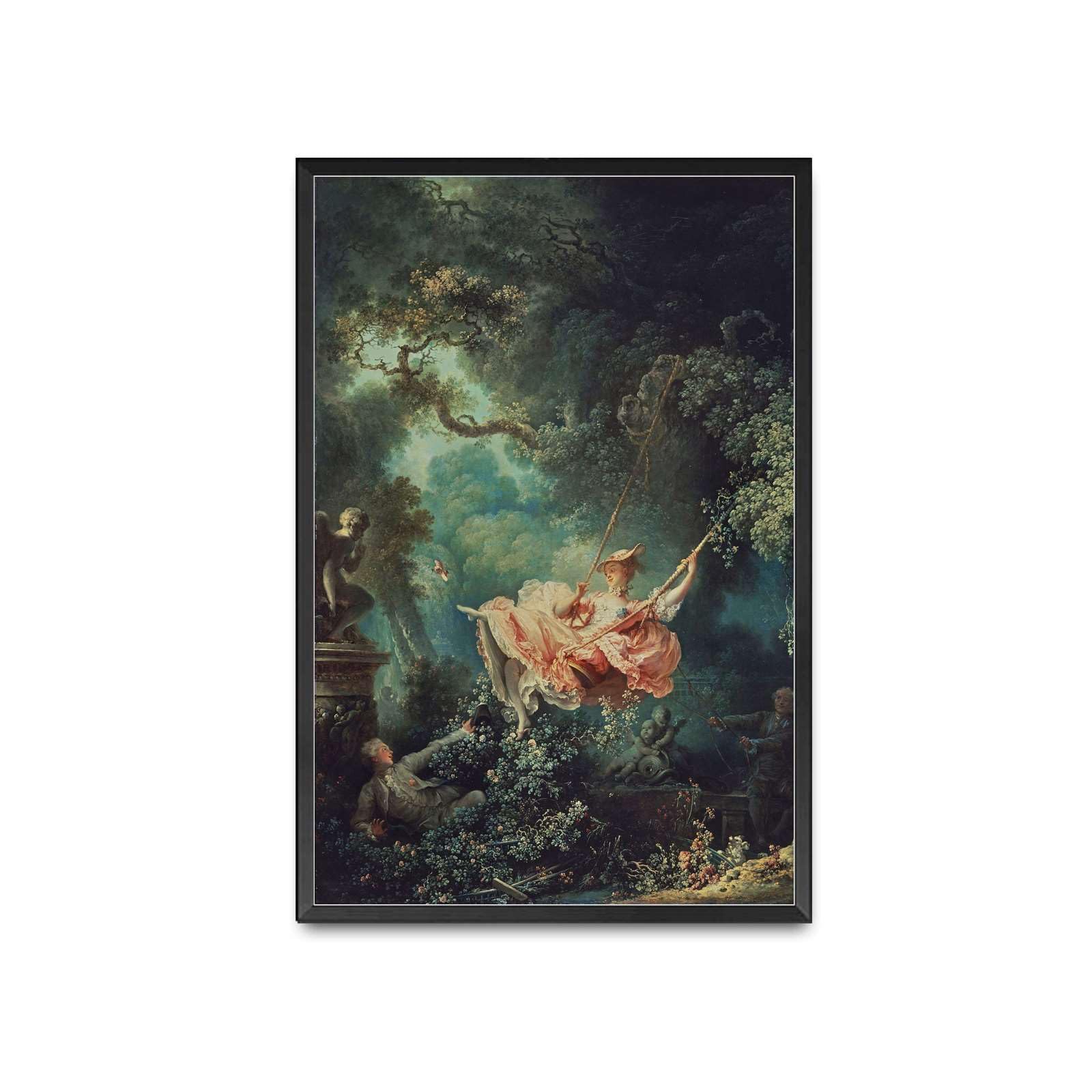 Jaesxxco Canvas Poster Wall Art Prints The Swing Jeanhonoré Fragonard Retro Wall Art Home Decor Bathroom and Toilet Powder Room 8x10inch