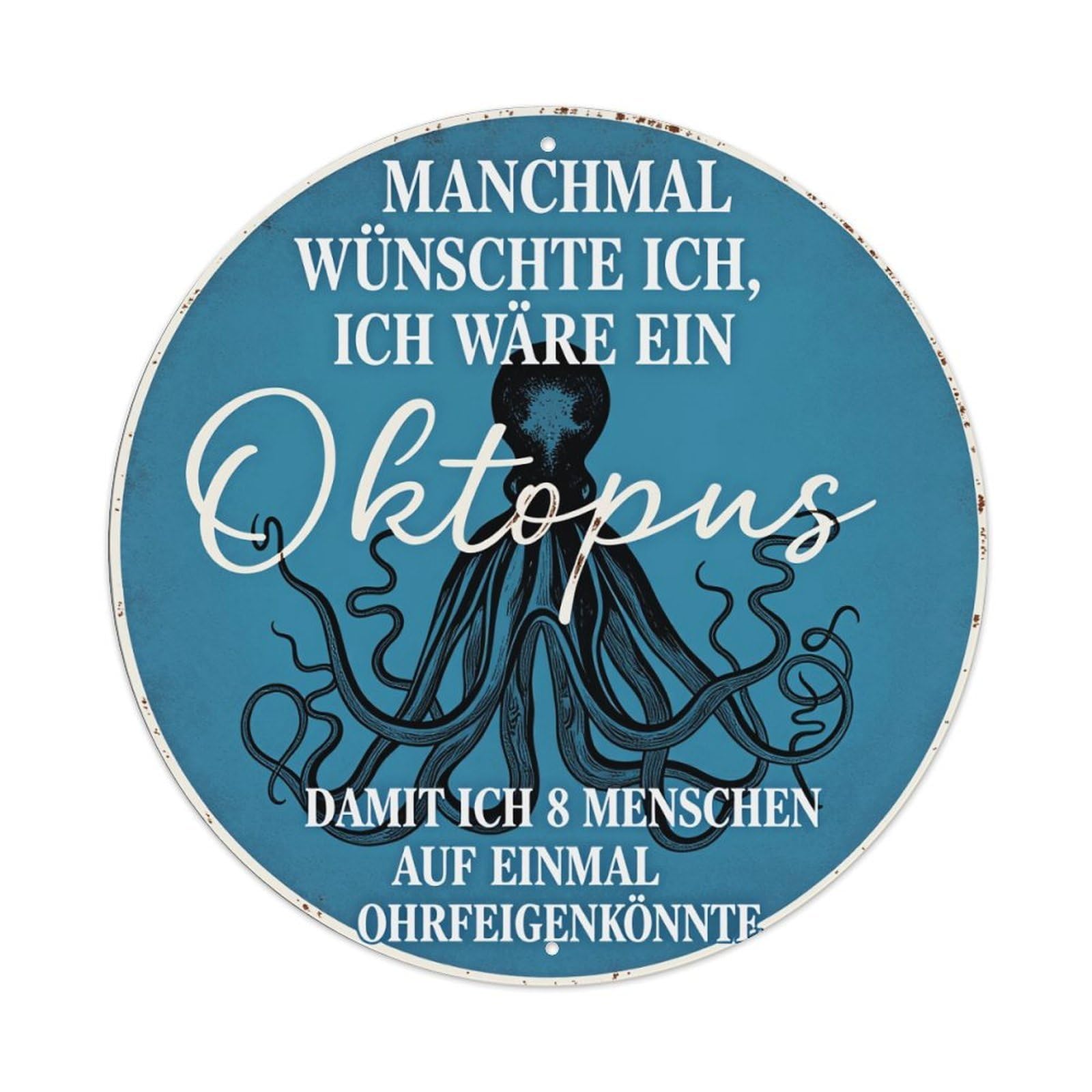 Octopus With Eight Arms And Text Metal Tin Sign Vintage Garden Bedroom Cafe Bar Man Cave Home Wall Decor Metal Poster 8x8 inches