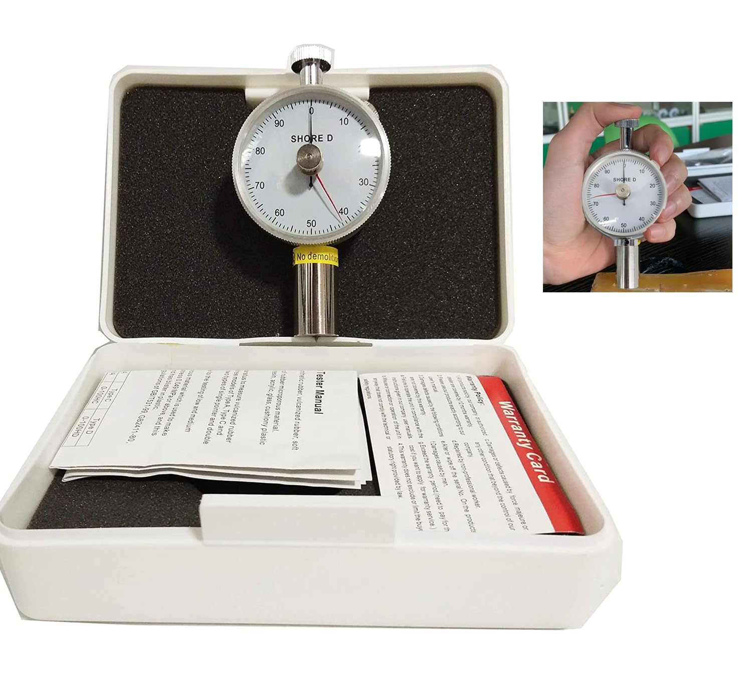 Shore D Durometer Hardness Tester with Double Needle Range 0-100HD for Ushiony Plastic Cement Printing Plates Fiber etc