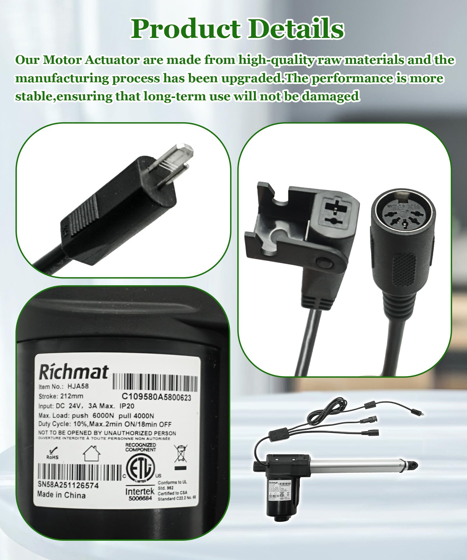 Modelo de motor HJA58 - Piezas de repuesto de actuador lineal para sillas elevadoras eléctricas de sofá, reclinable, repuesto para motor de actuador GM1450-LM