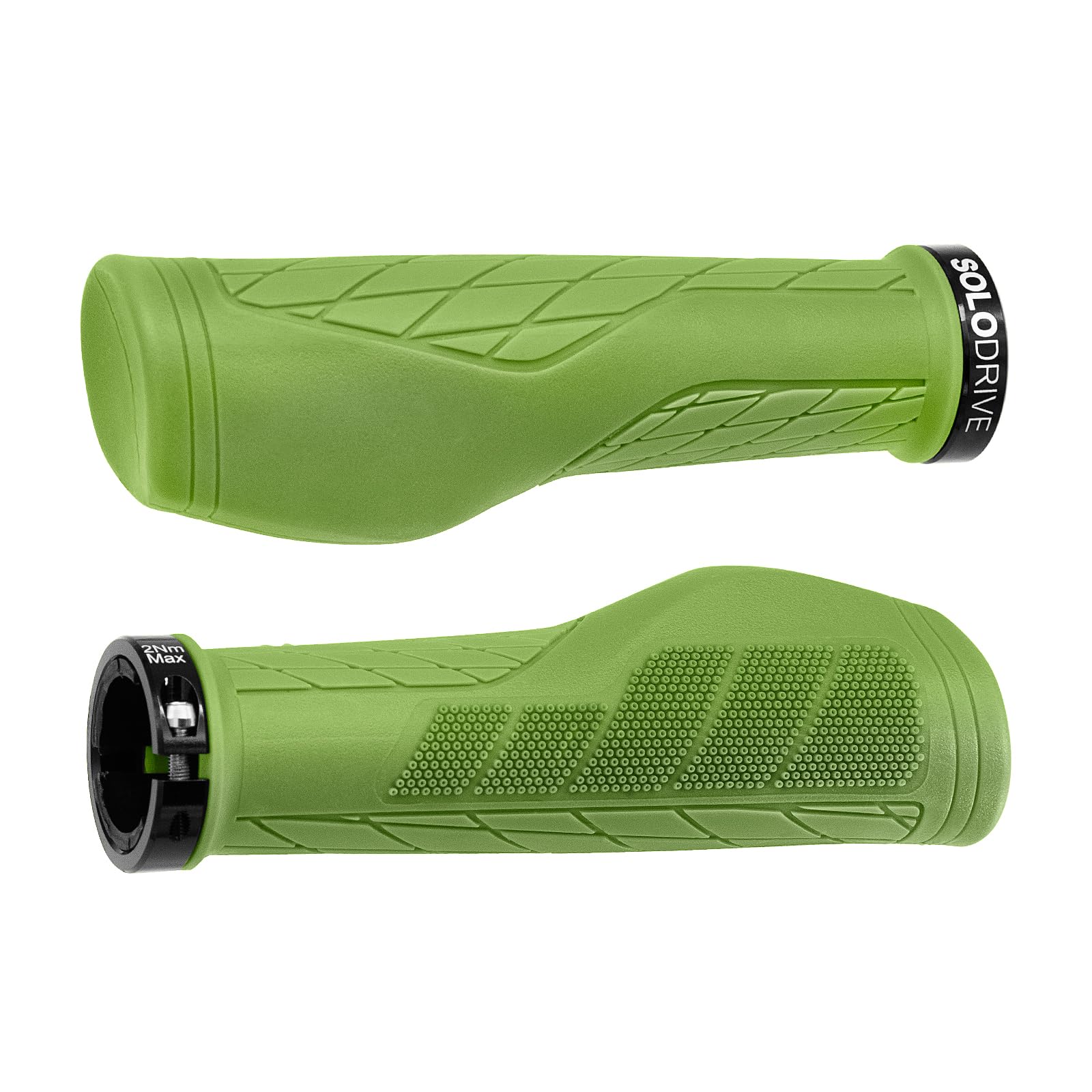 SOLODRIVE Ergonomic Design Mountain Bike Grips, Comfortable Bicycle Handlebar Grips, Single Lock-on and Non-Slip MTB Handle, Fit MTB, E-Bike, Hybrid, Scooter (Olive Green) โ image 1
