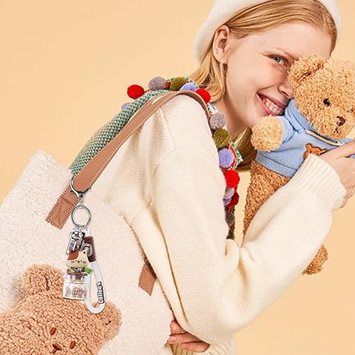 Miniatura 6 de Lindo llavero Kawaii Boba Liquid Bear Llavero Gato Llavero Mochila Charm Mujeres Hombres Niñas Niño Adolescentes Hija