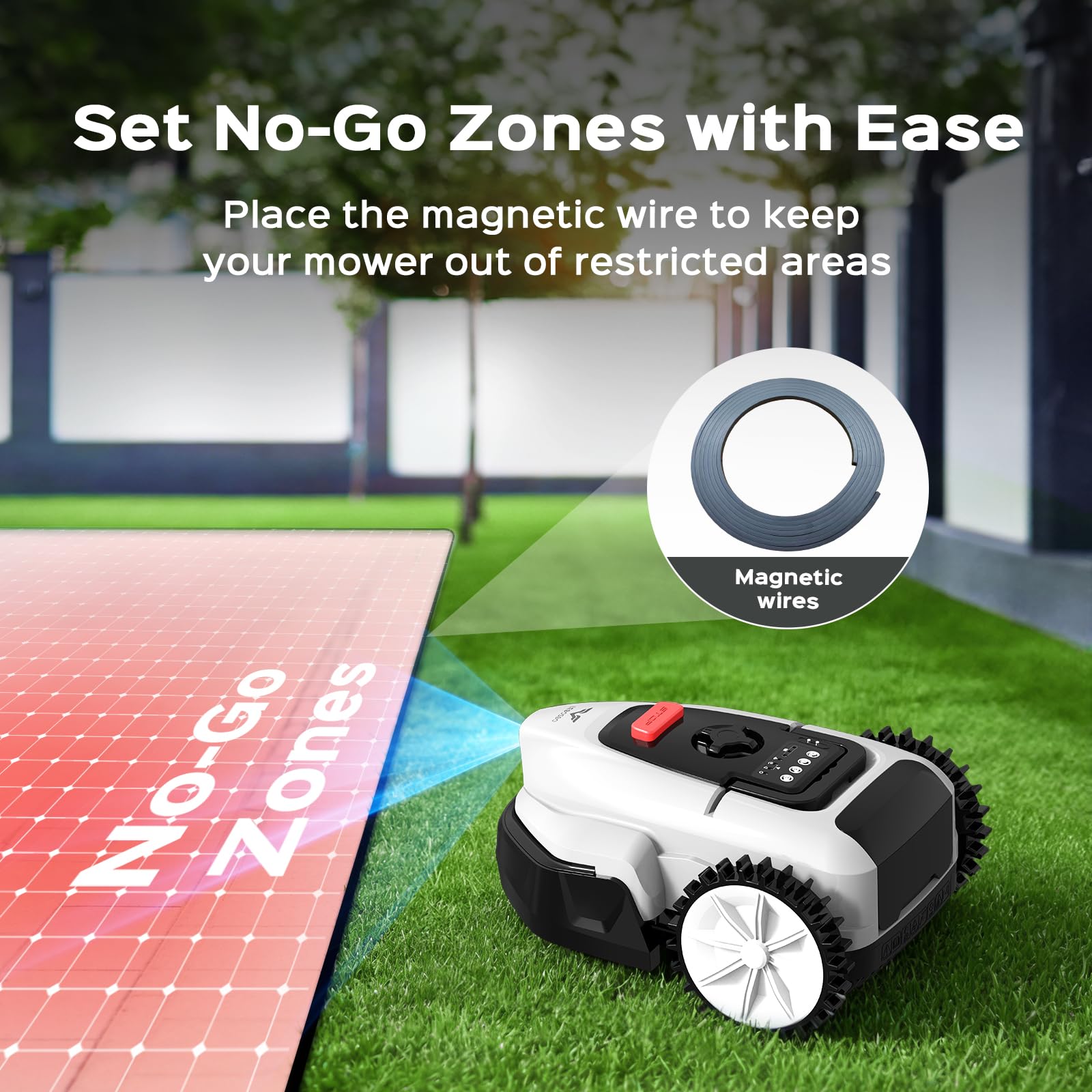 V3 Robot Tondeuse sans Fil Périphérique, Navigation IA par Vision, Contrôle Via Application, Fonctionnement Silencieux, pour Petits Jardins jusqu'à 100 m²