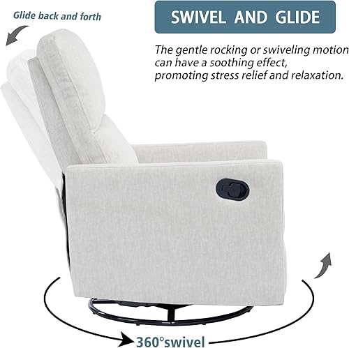 Miniatura 10 de Ketaiyou Silla reclinable giratoria para adultos, silla mecedora para cuarto de bebé, silla mecedora para sala de estar, sofá individual reclinable
