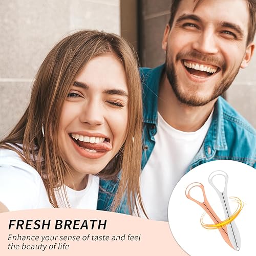 Miniatura 5 de Raspador de lengua de metal, limpiador de lengua de acero inoxidable, mejora la salud general, limpiador de lengua para adultos y niños, higiene