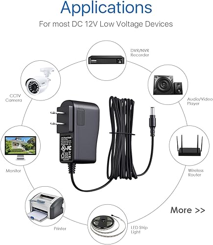 Miniatura 6 de ZOSI Adaptador de fuente de alimentación de 3 pies AC 100-240V a DC 12V 1A 1000mAvAvPower para cámara de vigilancia de seguridad CCTV, sistema DVR