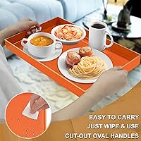 Vista 3 de MAONAME Orange Serving Tray with Handles, Modern Decorative Trays for Coffee Table, Plastic Rectangular Trays for Ottoman, Bathroom, Halloween