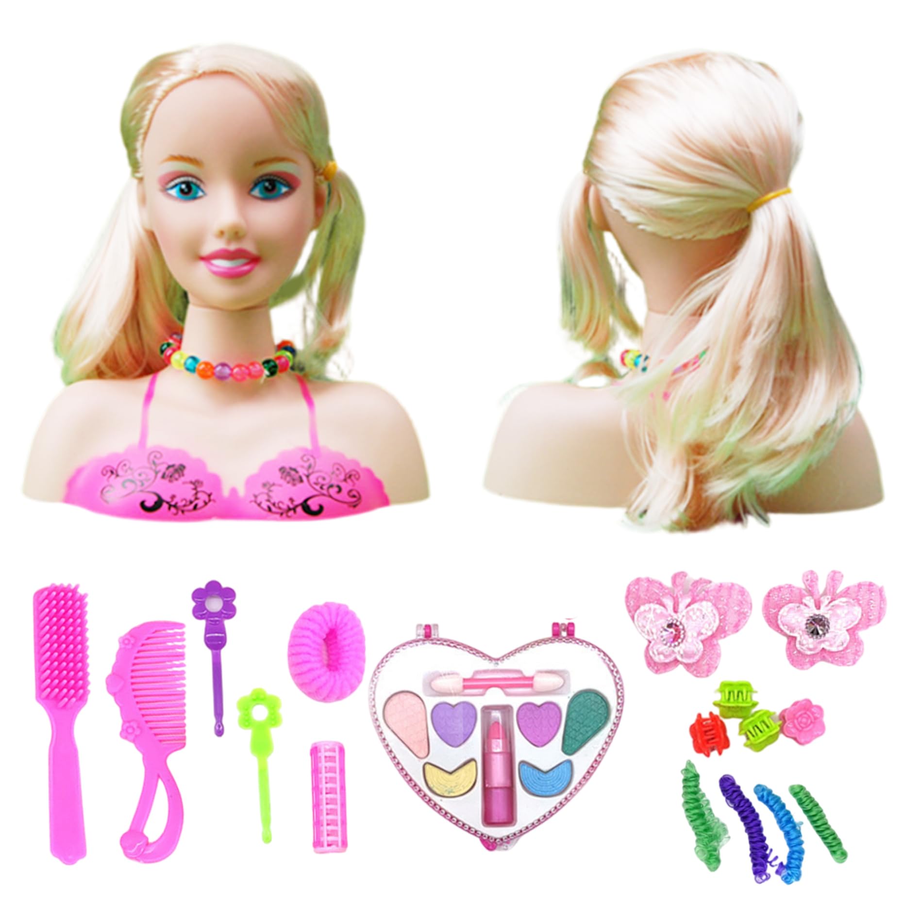 Cabeza de muñeca, 1 Cabezal de muñeca para el Cabello para niños con Accesorios Seguros y Lindos Estilo Realista para niños Regalo