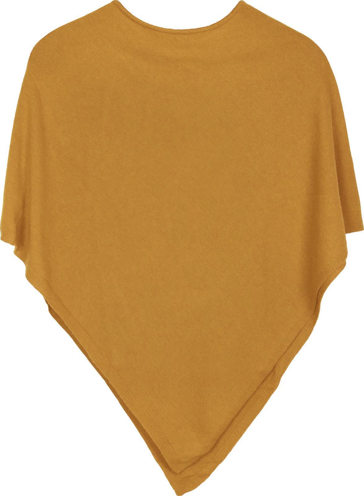 styleBREAKER soft fine knit poncho in plain, round-neck, ladies 08010042, Colour:Curry