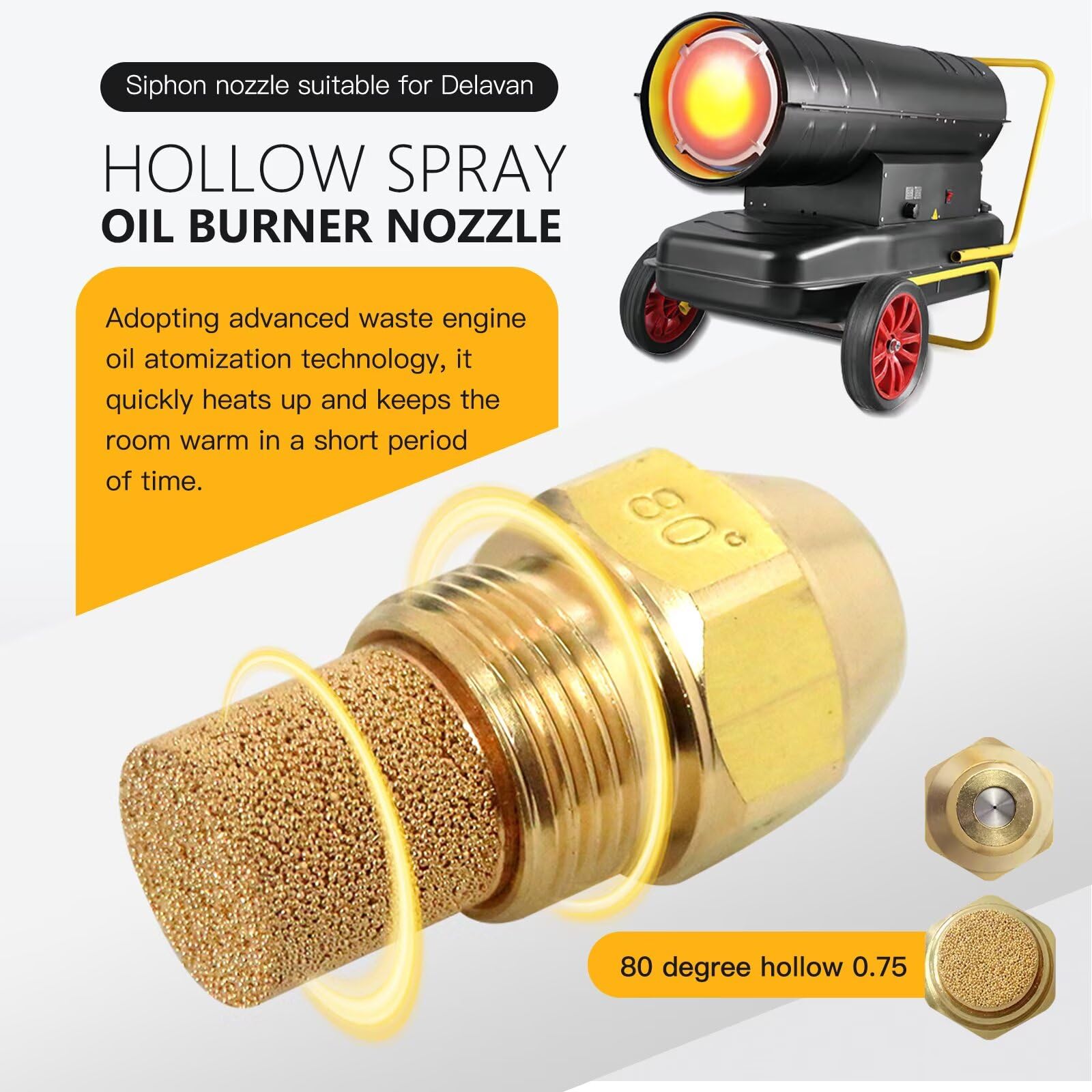 Amazon.com: ATIODYUUK 75 80* B Solid Oil Burner Nozzle for Delavan