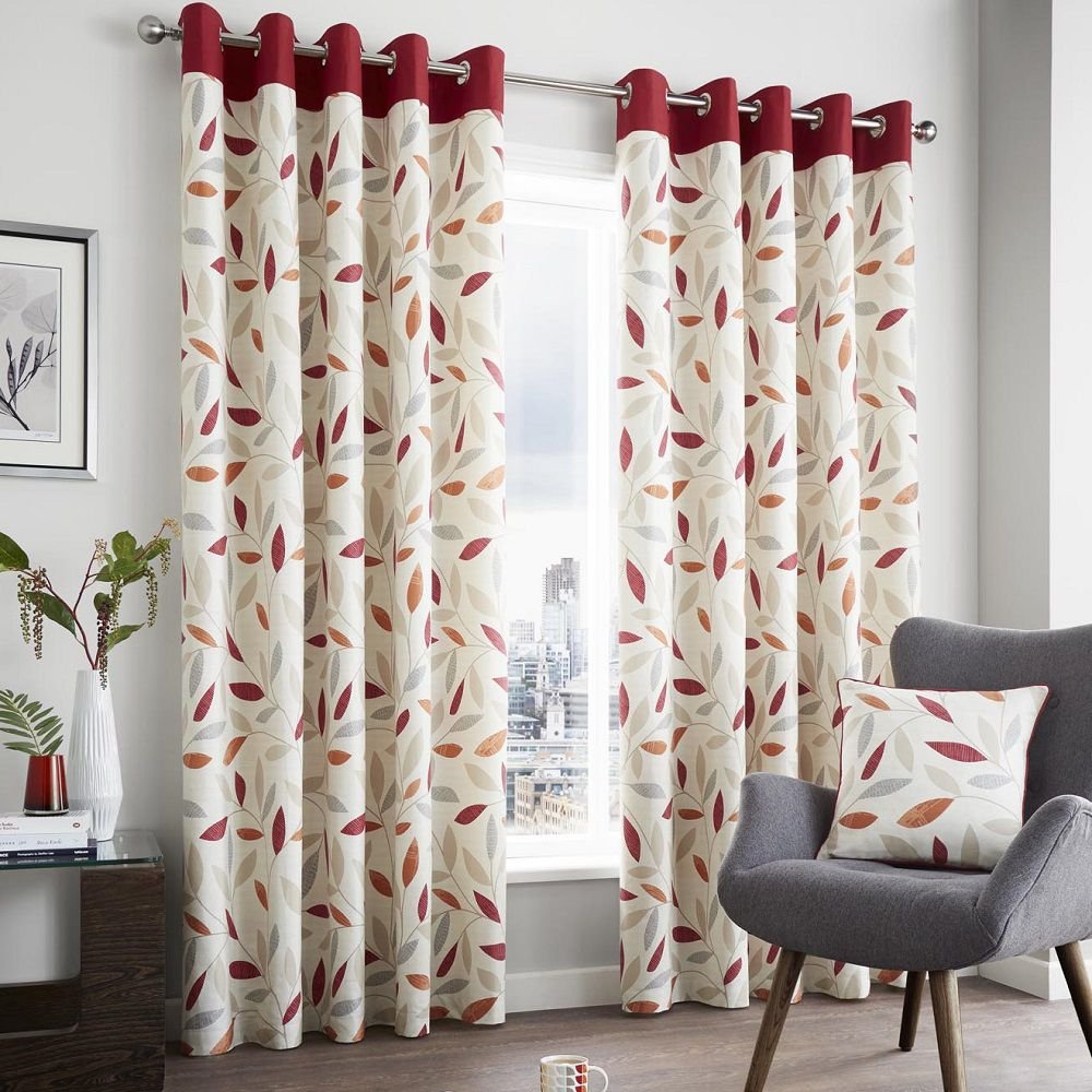 Fusion - Beechwood Curtains, 117 x 137cm, Red, 46" Width x 54" Drop