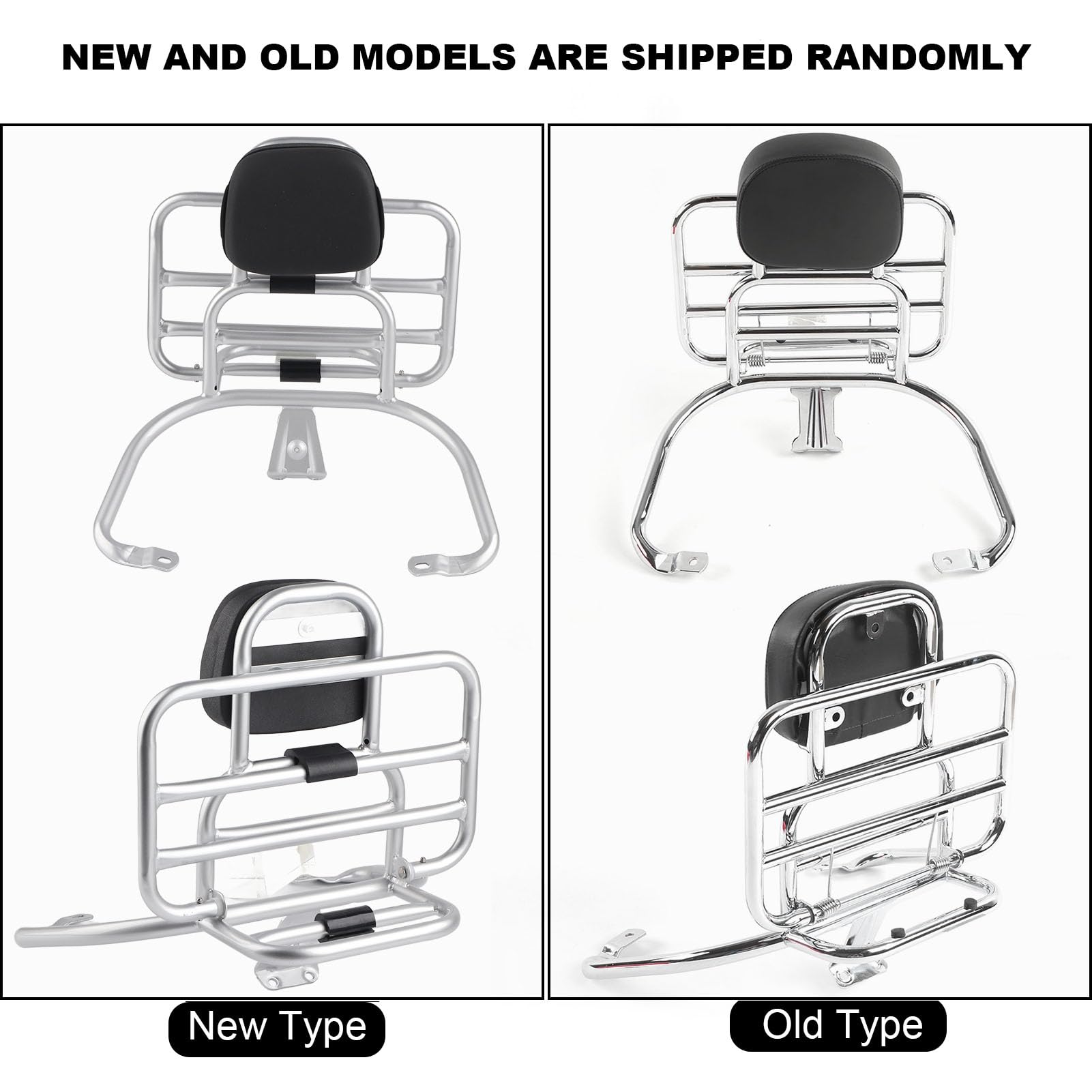 Portaequipajes Trasero, Soporte con Almohadilla de Espalda Ajustable, Portaequipajes Moto para Scooter 50 125 150 250 300cc, Ideal para Ciudad, Viajes y Compras Cotidianas