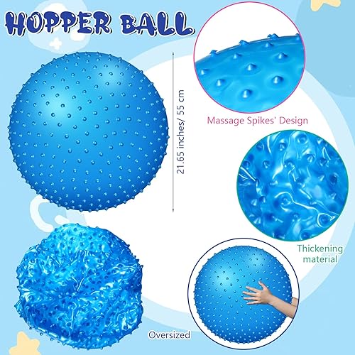 Miniatura 3 de Pelota de masaje sensorial grande con picos táctiles, bolas inflables grandes de 22 pulgadas con bomba de aire para niñas y niños, al aire libre,