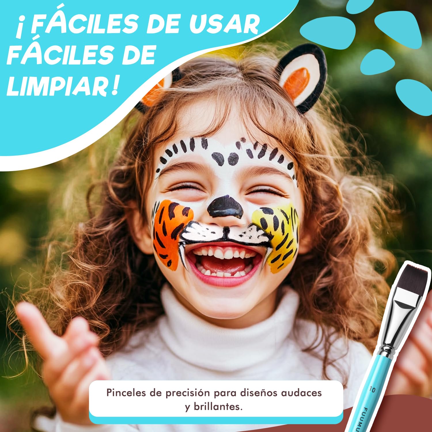 Pinceles Maquillaje para Niños - 7 Piezas Pinceles Profesionales de Pelo Sintético para Pintura Facial, Maquillaje Teatral, Carnaval, Maquillaje Niños Halloween I Pincel Maquillaje Infantil