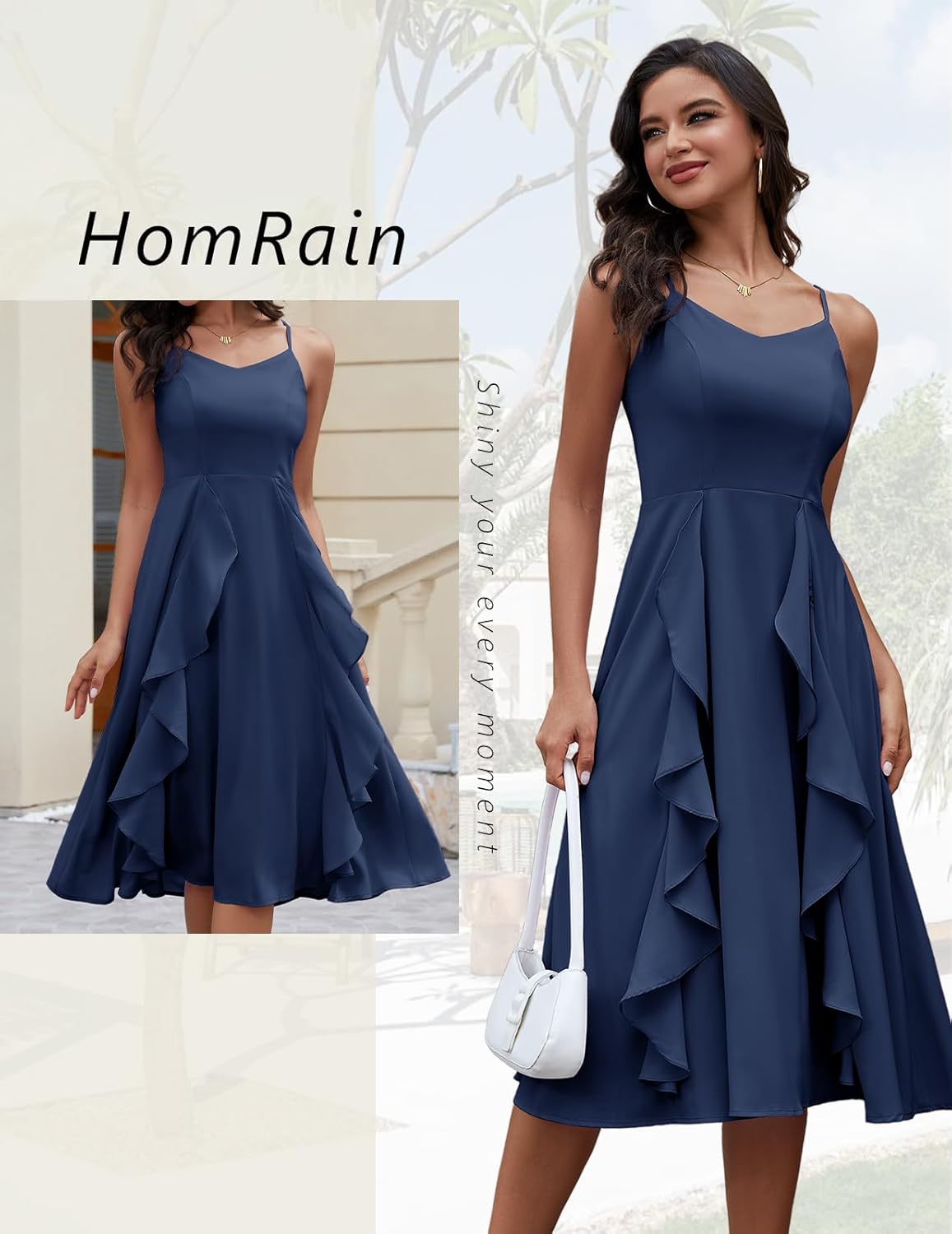 HomRain Women's Cocktail Tea Party Beach Dresses Formal Graduation Wedding Guest Chiffon Summer Evening Elegant Dress 2025 - Image 5