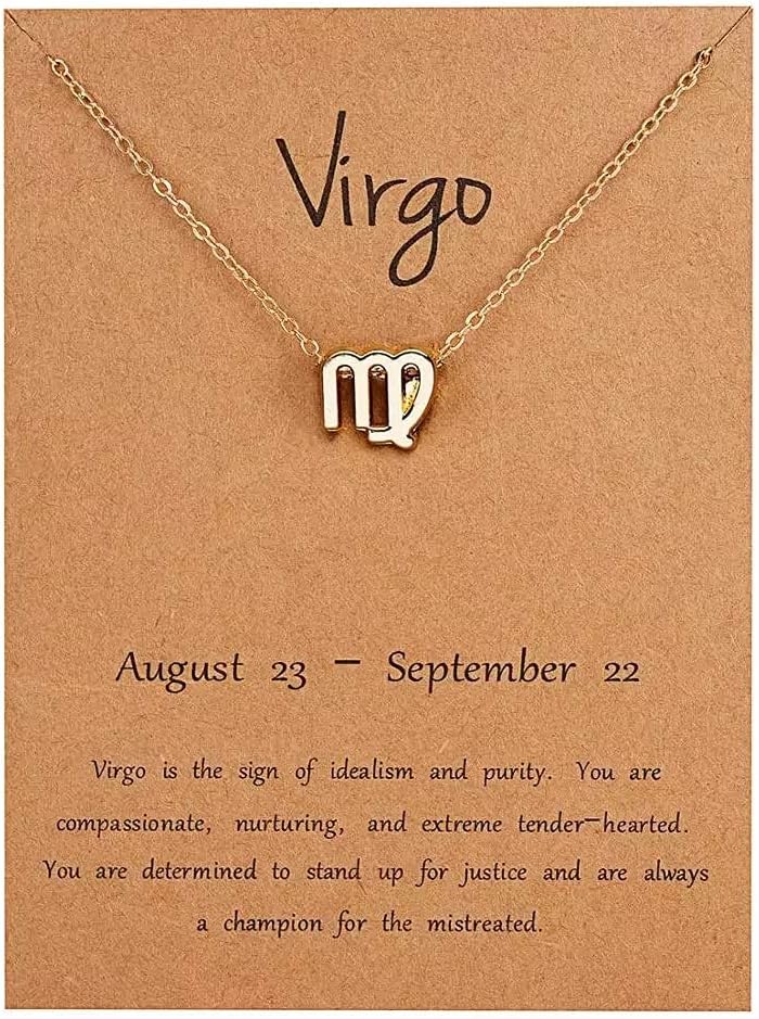 La Rosa Zodiac Sign Necklace Pendants Charm Gold Chain Choker Astrology (Virgo)