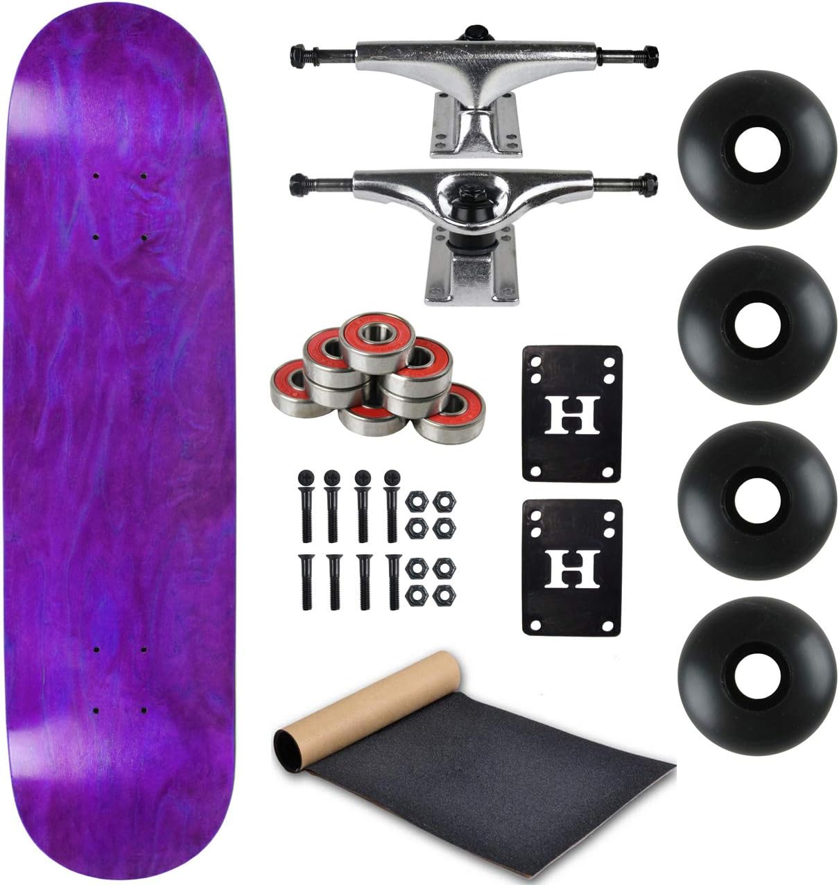Moose Complete Skateboard Stain Purple 7.75" with Silver Trucks and Black Wheels