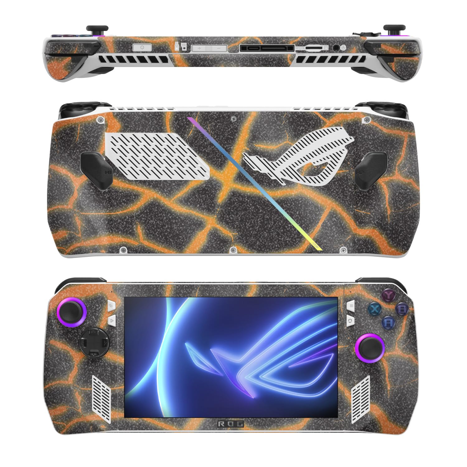 MightySkins Glossy Glitter Skin Compatible with Asus ROG Ally - Lava Rock | Protective, Durable High-Gloss Glitter Finish | Easy to Apply, Remove, and Change Styles
