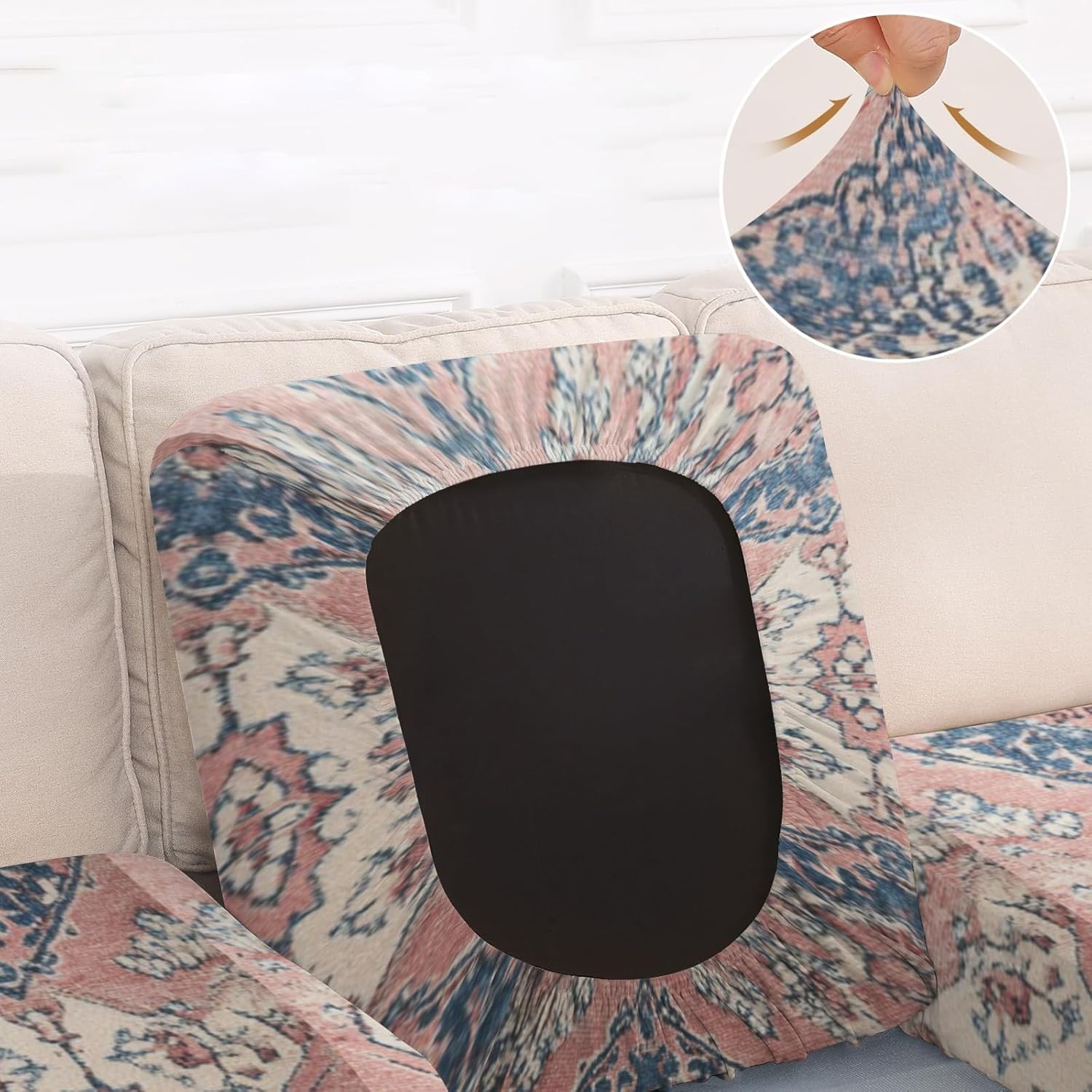 Bohemian Vintage Pattern Loveseat Covers Couch Covers for 2 Cushion Couch, 2-Piece Stretch Sofa Slipcovers Anti-Slip Washable Furniture Protectors for Dogs Pets