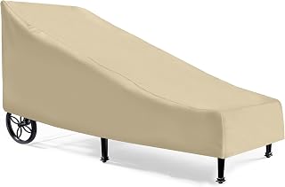 SunPatio Outdoor Chaise Lounge Cover, Waterproof Patio Furniture Lounge Chair Cover with Sealed Seam, Heavy Duty Chaise Cover 80" L x 36" W x 32"/12" H, All Weather Protection, Beige