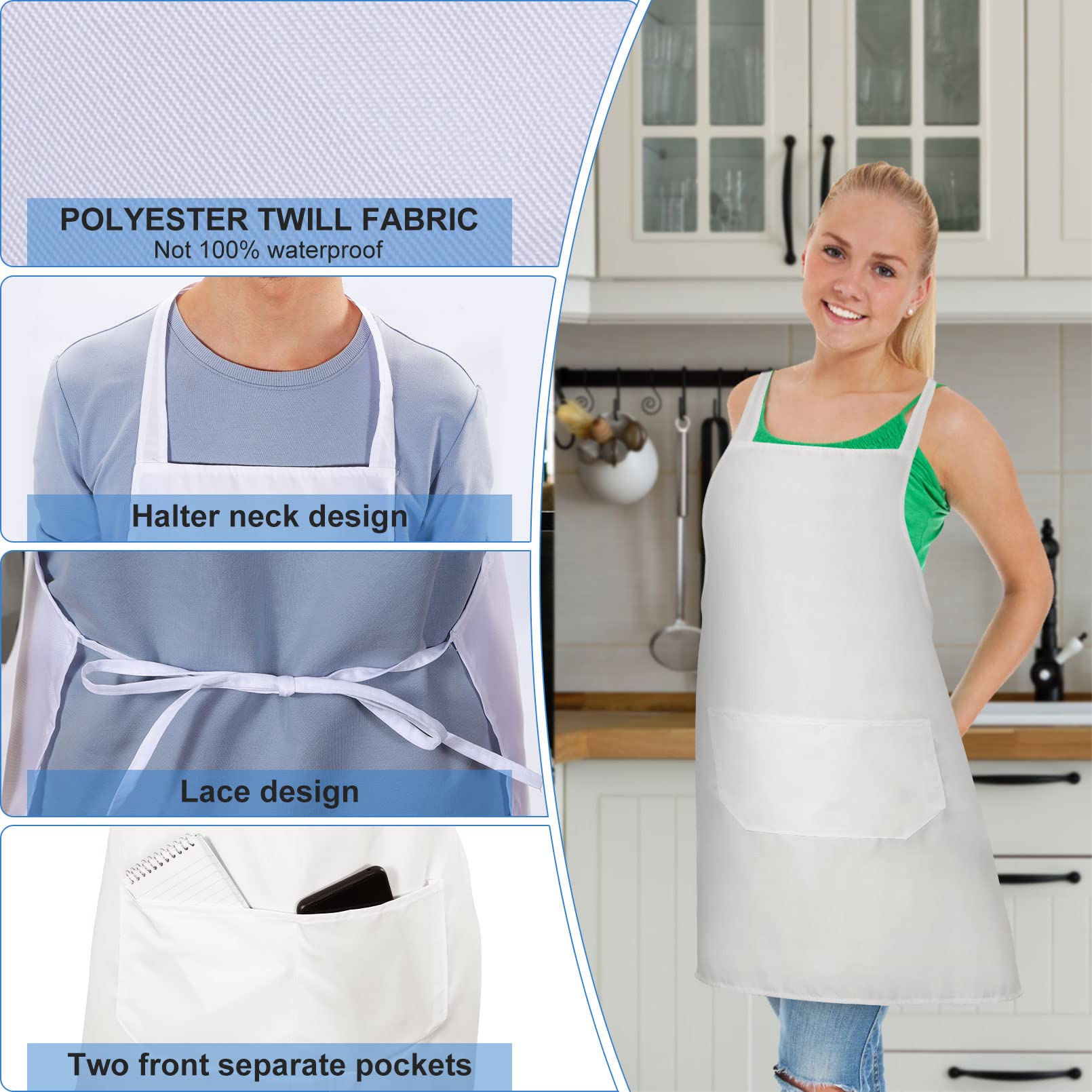 Amazon.com: Dwrttow 12 Pack Bib Apron,White Aprons Bulk,Unisex