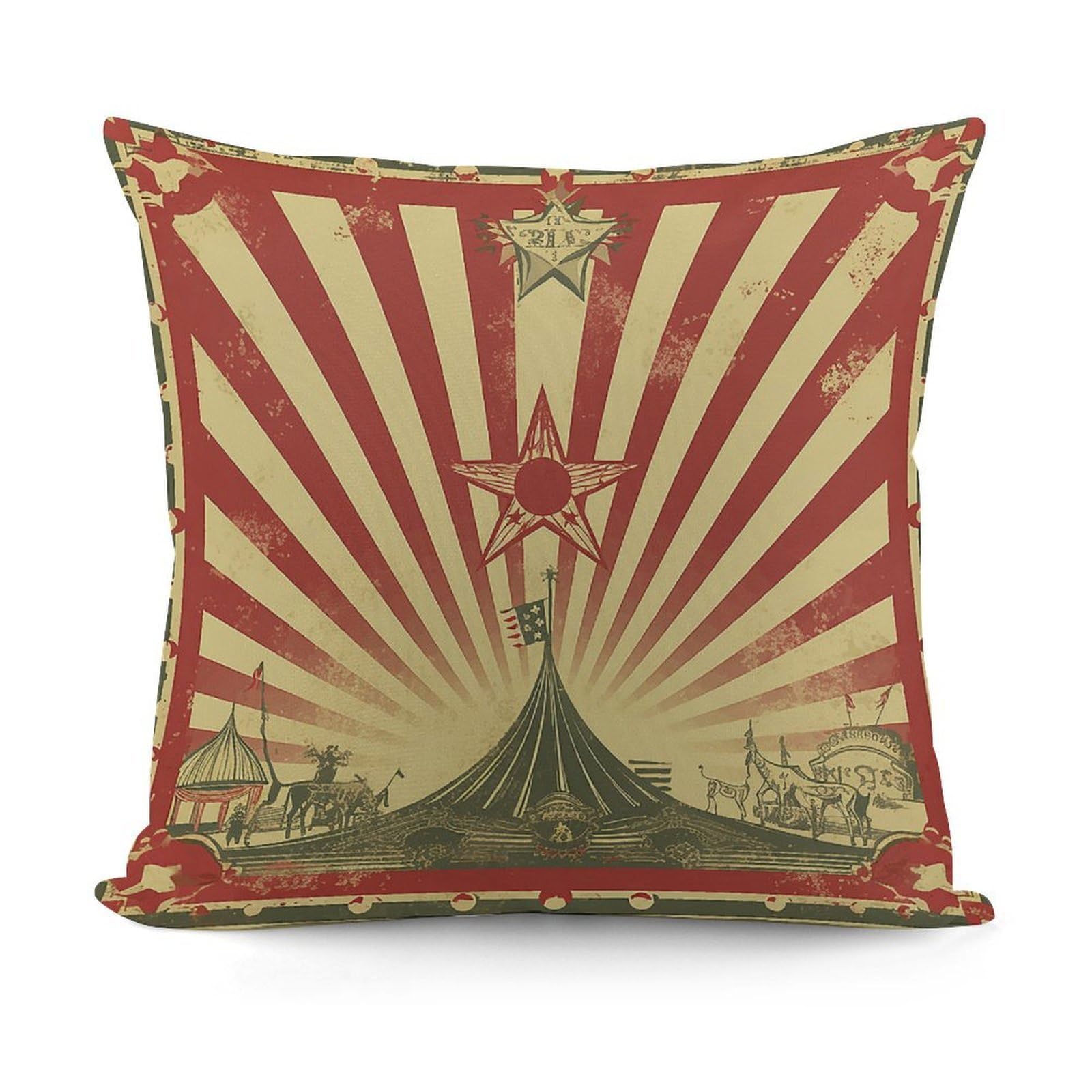 VstaDank Decorative Vintage Circus Background Throw Pillow Covers Luxury Soft Pillowcases Fluffy Plush Accent Pillow Cases Personalized Square Lumbar Pillows Shells for All Seasons 18" X 18"