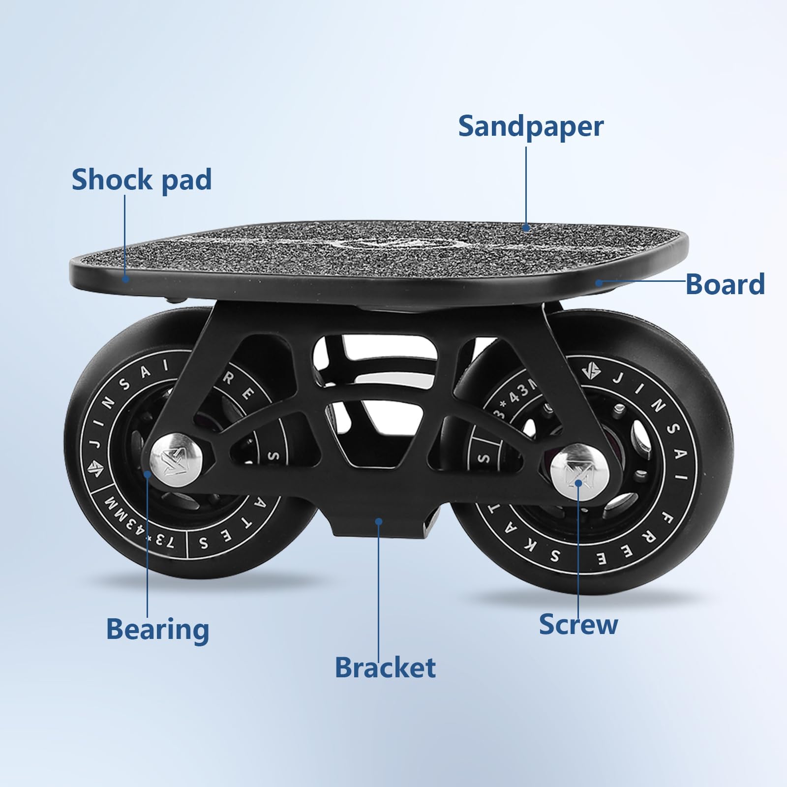 FreeSkates Portable Roller Road Drift Skates Plate, with Aluminum Alloy Deck Non-Slip, Board Split Skateboard with PU Wheels High-end Bearings(Black)