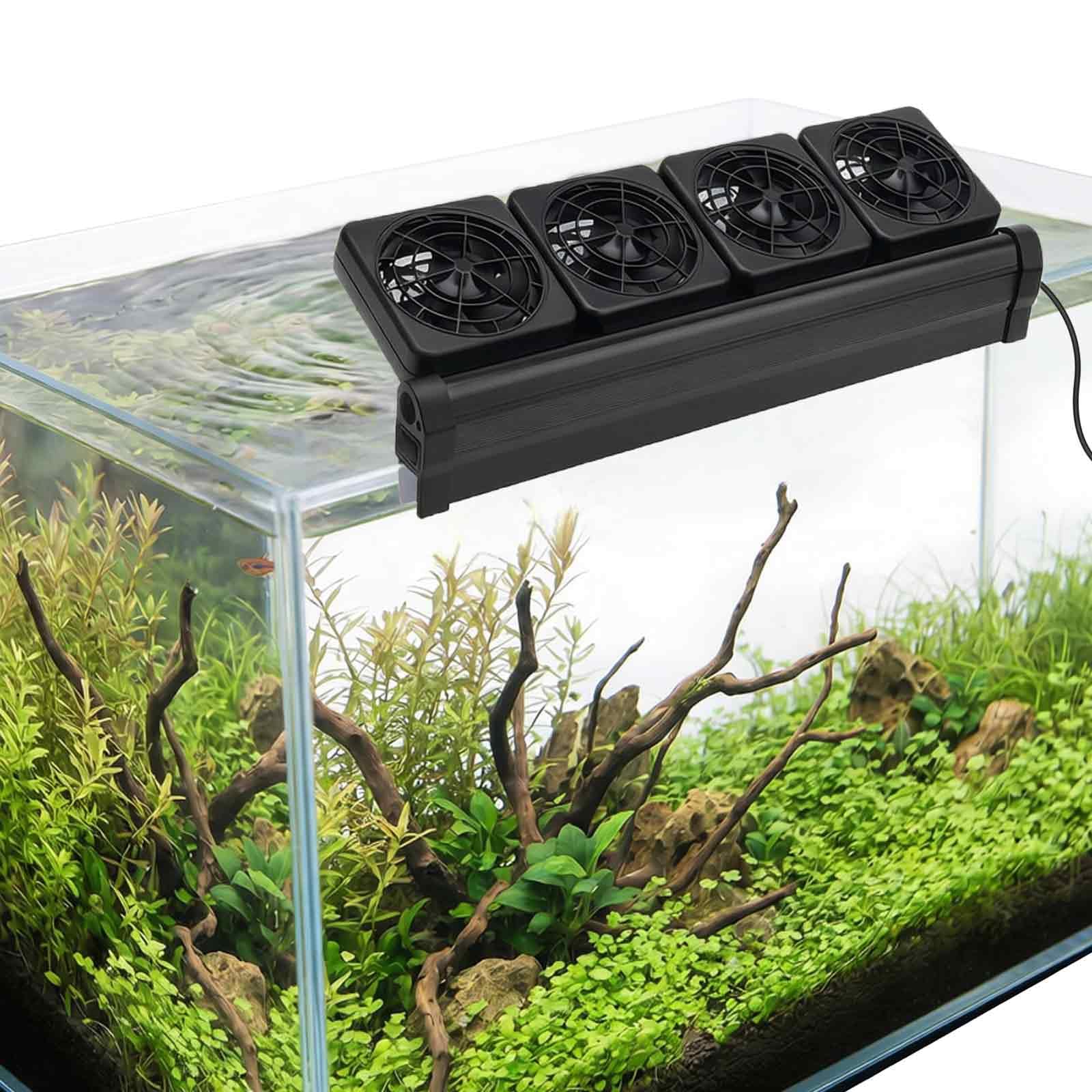 Refrigeratore per acquario a 4 ventole, con regolatore regolabile a 5 velocità, 5 impostazioni timer, ventola di raffreddamento per acquario, regolazione a 90°, silenziosa, per serbatoio