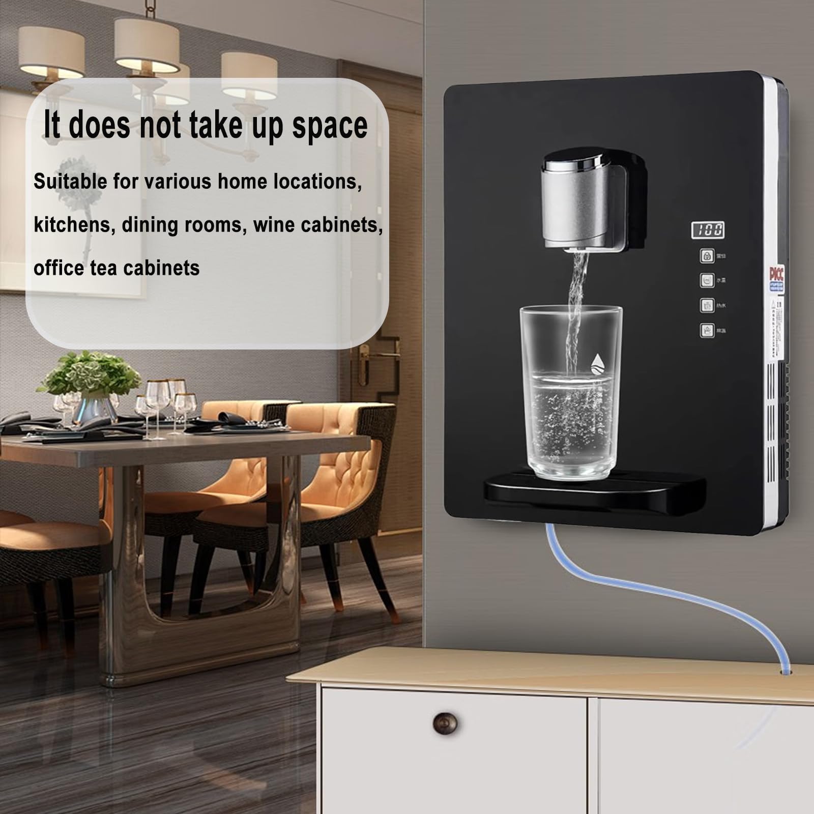 Dispensador de agua de pared, 30 l/h, calentamiento rápido, control de pantalla táctil, bloqueo electrónico para niños, ideal para oficina, hotel, cantinas, 2200 W
