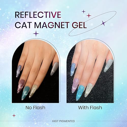 Miniatura 3 de Esmalte de uñas de gel reflectante de ojo de gato, esmalte de uñas magnético holográfico brillante 9D, juego de 12 colores con imán para el hogar,