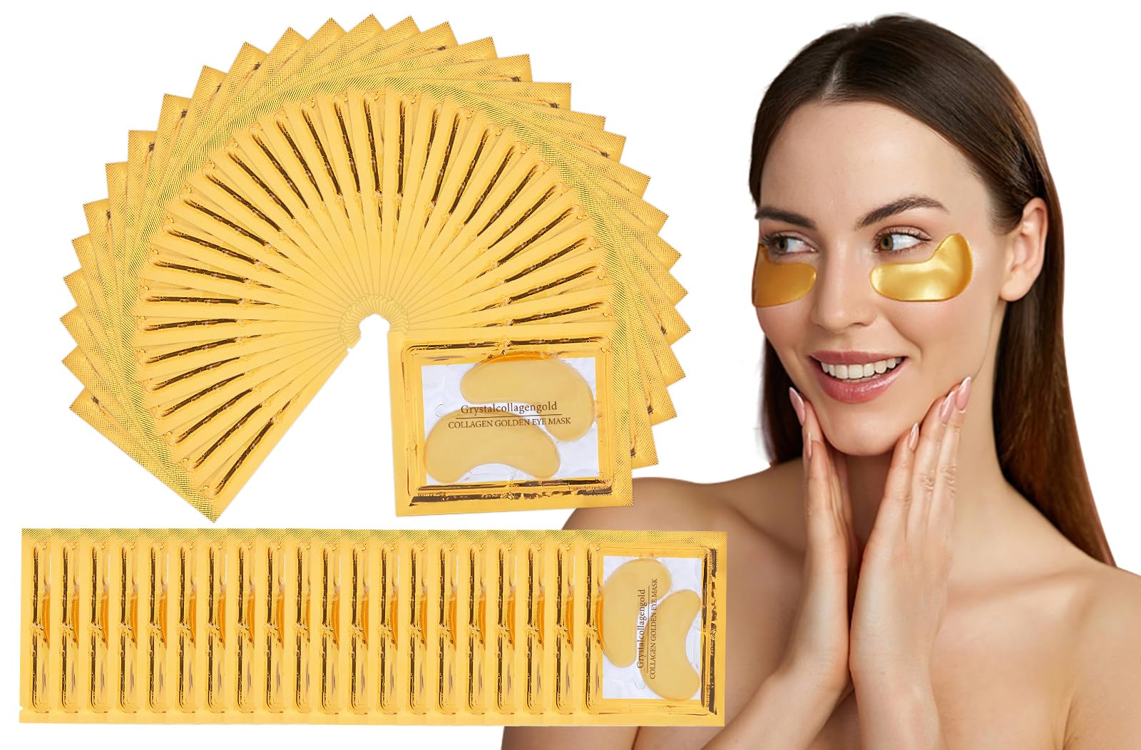 24K Gold Eye Mask 50Pairs Collagen Under Eye Mask Patches,Under Eyes Gel Patches,Eyes Masks Skincare for Remove eye Bags,Puffiness&Wrinkles Anti-Aging,Hydrating&Brightening,eye Gel Pads for Women Men
