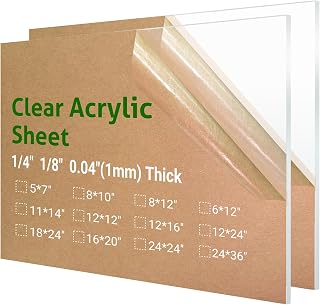 CHENYAOAI 2 Pack 8x12 Clear Acrylic Plexiglass Sheets 1/8" (3mm) Thick - Durable for Crafts, Signs, DIY Projects, Cut with Saw or Tools
