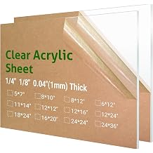 Clear Acrylic Sheet Plexiglass, Use for Craft Projects, Signs, DIY Projects and More; Cut with Saw or Hand Tools, Not Laser