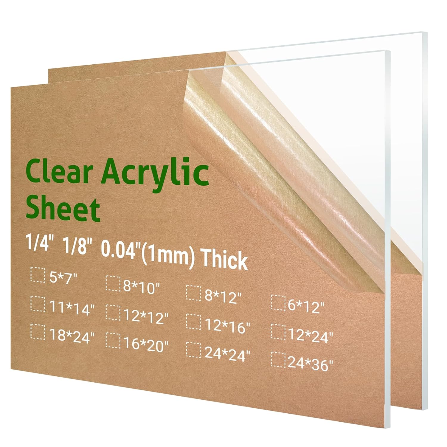 CHENYAOAI 2 Pack 8x12 Clear Acrylic Plexiglass Sheets 1/8" (3mm) Thick - Durable for Crafts, Signs, DIY Projects, Cut with Saw or Tools