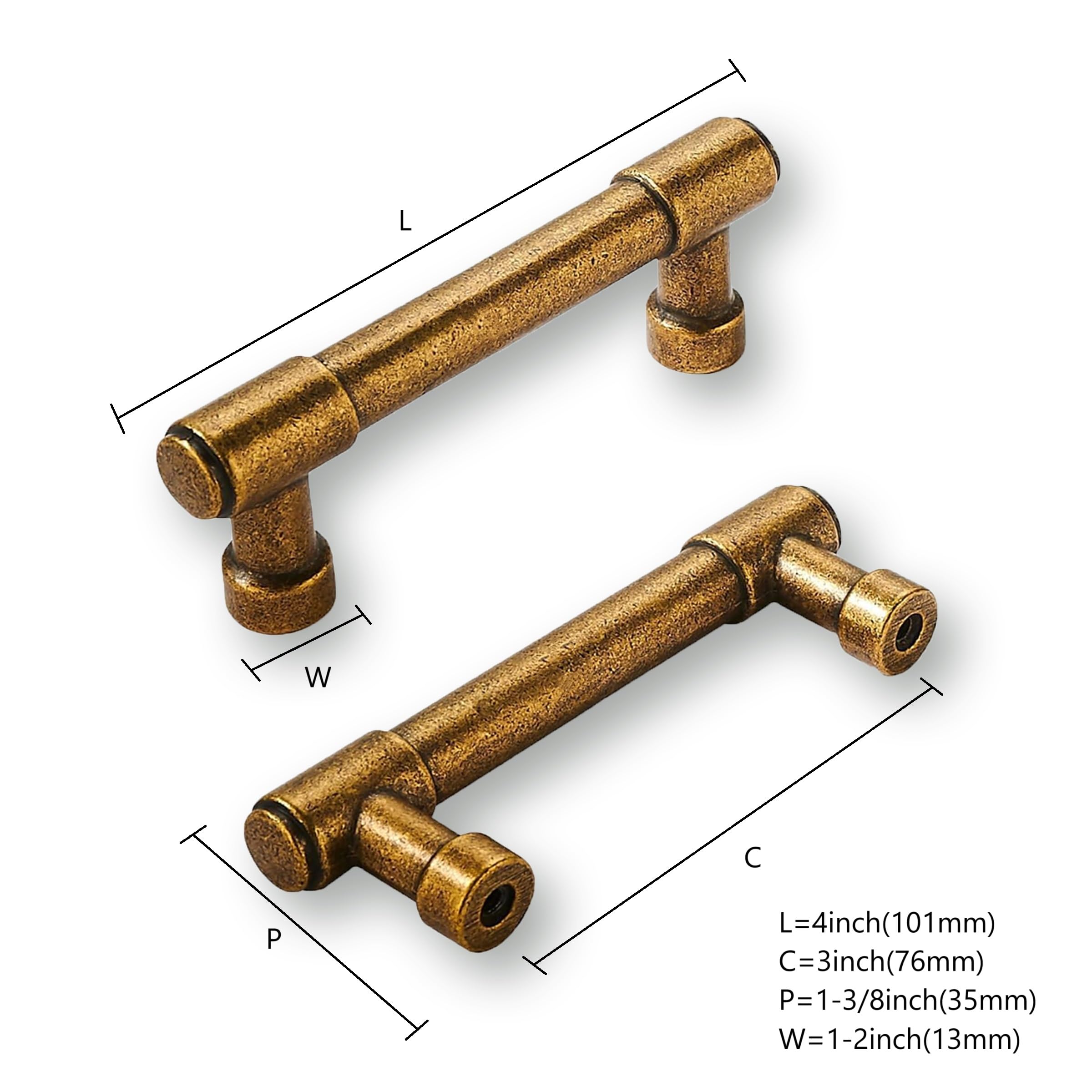 KHTUMEWARE-80259 Antique English Brass Cabinet Pulls CTC 3 in (76 mm) 10-Pack in Antique English Brass — KHTUMEWARE