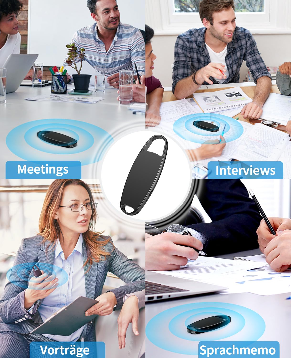 Diktiergerät Mini, Vandlion 32GB Aufnahmegerät mit Rauschunterdrückung, USB C Voice Recorder mit Spracherkennung für Vorlesungen Interviews Meetings Klasse