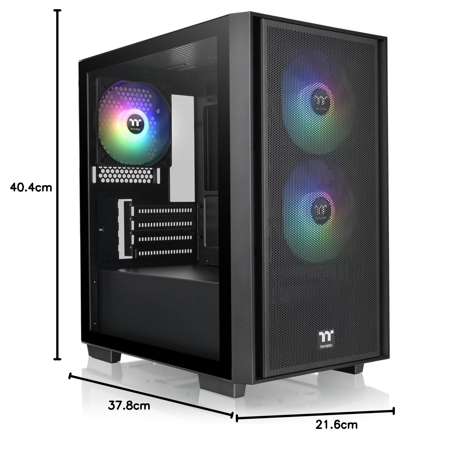 Thermaltake Versa H16 TG ARGB Noir – Boîtier PC Micro-ATX avec Verre Trempé, 3 Ventilateurs ARGB 120 mm Inclus, Compatible Radiateur 280mm | Micro Tour | Noir