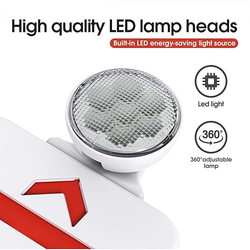 Miniatura 3 de SASELUX Señal de salida LED roja, luz de emergencia ajustable, dos cabezales, doble cara y luz de salida de batería de respaldo, contratista