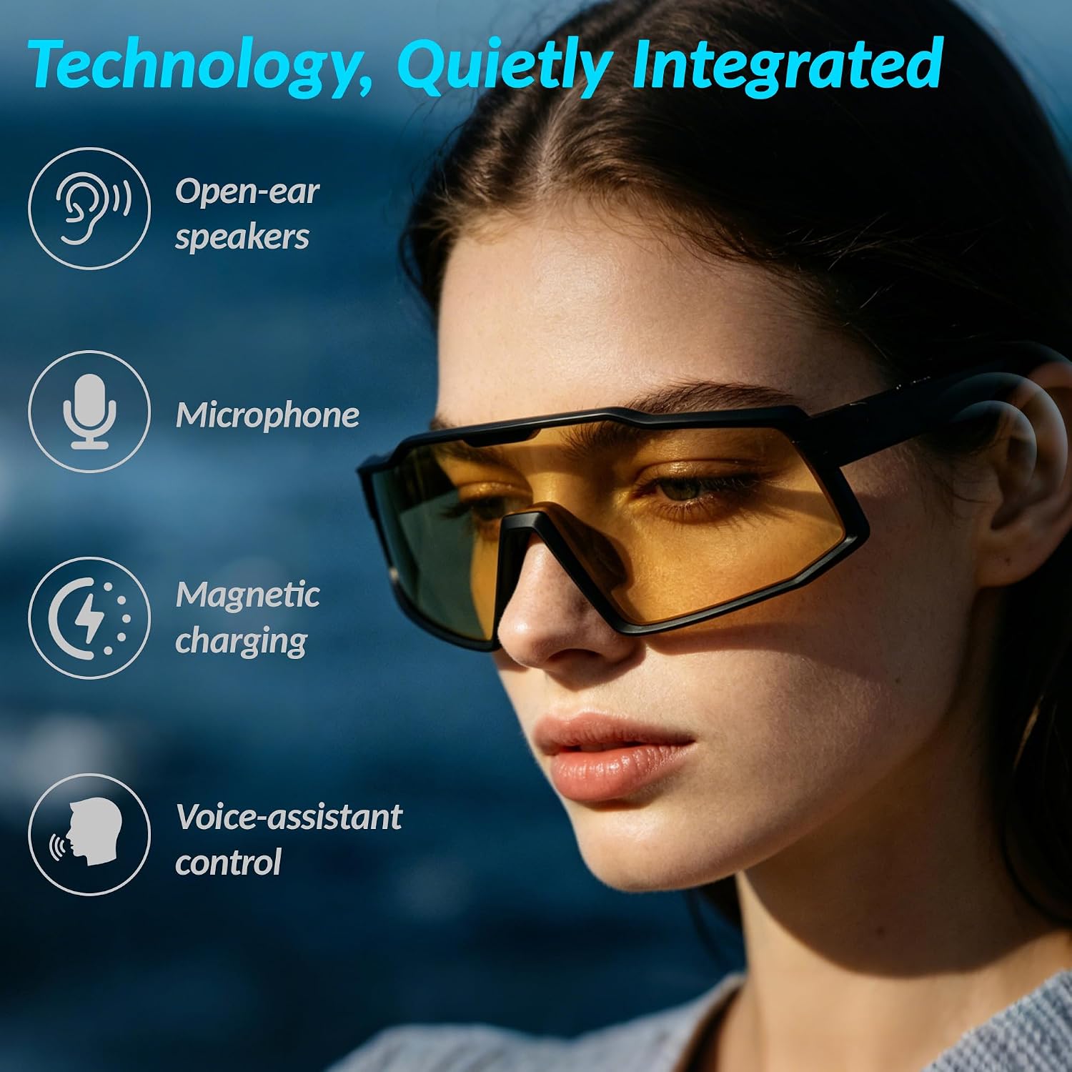 AI Smart Glasses with Real-Time Translation & Voice Assistant, Open-Ear Audio, 7-Hour Battery, IP65 Water Resistant Smart Eyewear for Calls, Music, Travel & Everyday Use